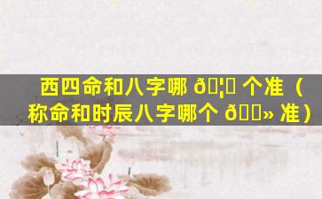 西四命和八字哪 🦈 个准（称命和时辰八字哪个 🌻 准）